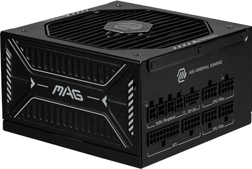 MSI mag A1000GLS PCIE5, Fuente de alimentación, 1000W, 80 Plus Gold, ATX 3.1, Soporte GPU PCIe 5.1, 12V-2x6 Nativo, Conector 12V-2x6 de Dos Colores, Fuente de alimentación ATX, Cables con Cubierta