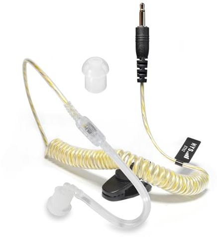 HYS 3,5mm Klinke - Ohrhörer Schallschlauch - Kopfhörer für Funkgeräte | Transparent Headset inkl. Halteclip - Lautsprechermikrofone und ähnliche Geräte