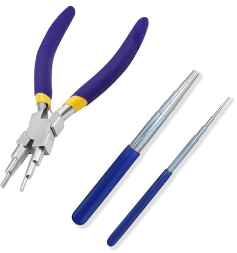 Xiciki Wire Looping Tool, Jewellery Making Tools Set, 6 in 1 Bail Making Pliers & 2 PCS Wire Looping Mandrel, Jewellery Pliers for Jewelry Wire Wrapping & Jump Ring Forming