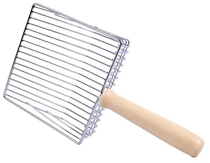 Pelle à Litière,Métal Pelle Litiere avec Manche en Bois Tamis en Acier Inoxydable à Espacement de 7 mm Pelle 28 cm de Long pour Bac à Litière et Poulailler | Outil Indispensable pour Animalerie