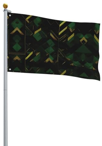 Bandiera da giardino con stampa geometrica nera, verde e oro, bandiera decorativa da giardino per esterni, decorazione da giardino singola