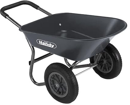 The Handy THWBTWIN 78 Litre Poly Wheelbarrow with Twin Puncture-Proof Tyres