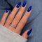 Royal Dark Blue False Nails Almond Shaped SXVME Glossy Acrylic Press on Nails Medium Stiletto, Natural Solid Color Fake Nails for Women Daily Wear 24 Pcs