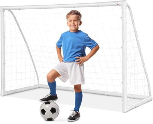 COSTWAY 180x120cm Kinder Fußballtor für Spiele und Training von Kindern und Teenagern ab 6 Jahren, Fussballtor UPVC Fußballtraining