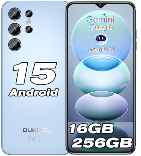 OUKITEL C1 Pro SIM-Free & Unlocked Mobile Phones - 16GB+256GB/1TB, Android 15 Smartphone, 5150mAh, 6.52 HD+ Display, 13MP Camera, Dual 4G SIM Free Unlocked Phone, 3 Card Slots/Fingerprint/3.5mm Jack