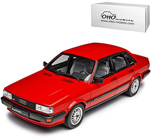 alles-meine.de GmbH A*U*D*I 80 B2 Quattro Limousine Rot 1978-1986 Nr 339 1/18 Otto Modell Auto mit individiuellem Wunschkennzeichen