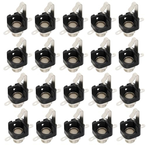 EMSea Lot de 20 prises jack mono 6,35 mm sans interrupteurs pour microphone