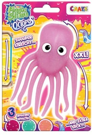 Craze Magic Slime Oktopus – Super Dehnbares & Klebriges Schleim Spielzeug | Glow-in-The-Dark, Glitzer & Mehrfarbig | Lustige Gadgets & Kleinigkeiten für Kinder, 6 Farben