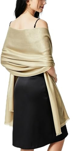 vimate Glitzer Abendtuch - Weiches Gold Pashmina Schal für Damen, Braut Hochzeits Schleier & Wrap Accessoire (DE-Gold NEW)