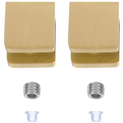 SOESFOUFU Lot de 2 Pinces à Verre en Laiton Doré pour Étagères sans Cadre, Support Robuste et Design Élégant, pour Salles de Bains et Cuisines