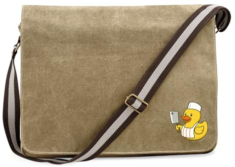 Huuraa Umhängetasche Quietscheente Metzgerei Comic Gummiente 14 Liter Sahara Canvas Laptoptasche Geschenkidee