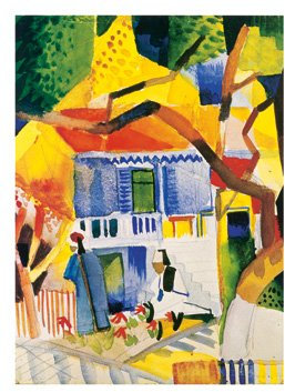 August Macke Poster/Kunstdruck Innenhof des Landhauses 60 x 80 cm