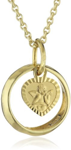 Xaana Taufring Zirkonia mit Schutzengel-Einhänger aus 333er Gelbgold inkl. einer vergoldeten Silberkette 36-38 cm AMZ0308