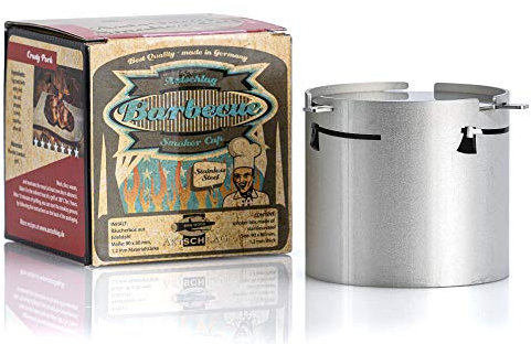 Axtschlag Räucherbox Smoker Cup, für Räuchermehl und Räucherchips in Kohle-, Gas- und Elektrogrills, extra starker Edelstahl, inkl. Deckel, 90 x 80 mm
