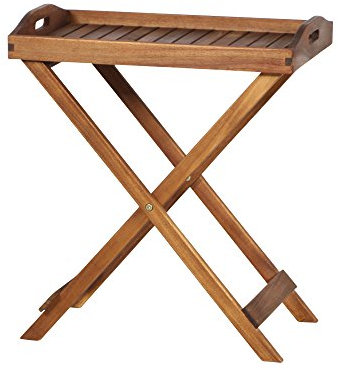 Siena Garden 358329 Tablett Astoria, 60x40x70cm, Gestell: Akazienholz, geölt in natur, Fläche: Akazienholz in natur,Tischplatte: Akazienholz, FSC 100%, Braun