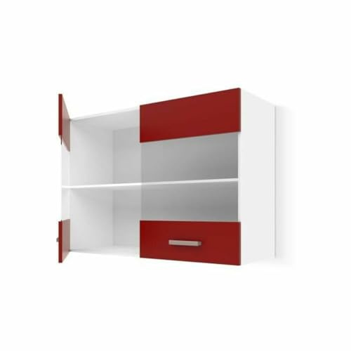 Générique Ultra Meuble Haut vitre de Cuisine L 80 cm - Rouge Mat