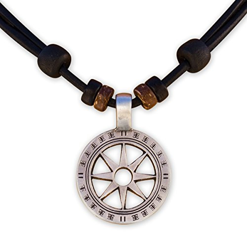 HANA LIMA ® Halskette Surferkette Lederkette Herrenkette Damenkette Metallanhänger Kompass