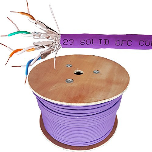 Loops Low Smoke CAT6A Network Cable – 23 AWG – S/FTP & U/FTP – Shielded/Screened – Solid Pure Copper Core – Purple Ethernet LSZH LZHF Network LAN Wire Reel (U/FTP, 305m (1000 ft) CAT6A Cable)