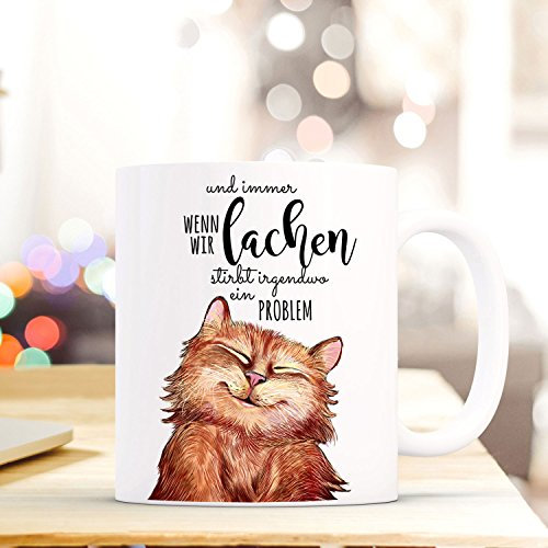 ilka parey wandtattoo-welt Tasse Becher lustige Katze Kaffeebecher mit Spruch Immer wenn wir lachen... ts498