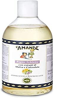 L'AMANDE - Bagnoschiuma Uomo e Donna Fresco e Fiorito, Docciaschiuma Gel Detergente e Idratante Corpo ad Azione Addolcente e Rinfrescante, Bagno Schiuma Delicato e Naturale - Malva e Calendula, 500 ml