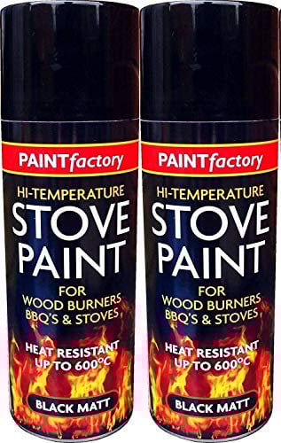 400ML Ultra High Temperature Heat Resistant Matt Black Metal, Wood, Plastic, Ceramic Aerosol Spray Paint Cans for BBQ Grill Stove Engine Exhaust (2)