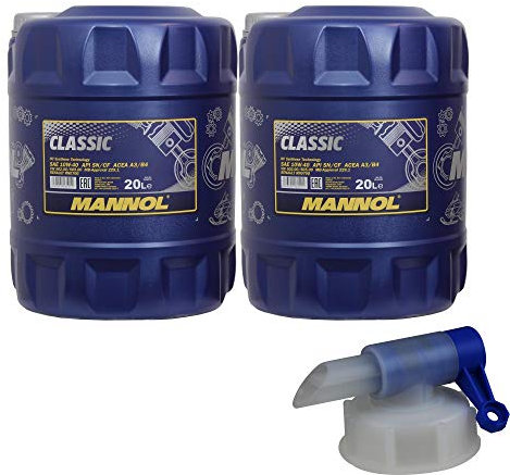 40L MANNOL Classic 10W-40 API SN/SM/CF Öl Motoröl MN7501-20 inkl. Auslaufhahn
