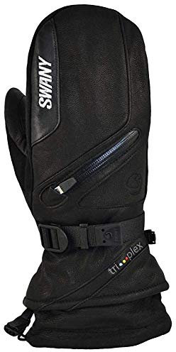 SWANY Herren X-Cell 2.1 Sport Fäustlinge, feuchtigkeitsableitend, schnelltrocknend, warm, langlebig, flexibel, isoliert, Leder, Winterhandschuhe, Schwarz, Größe M