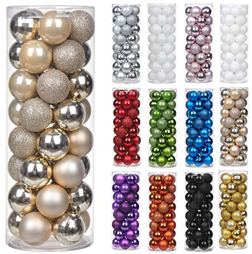 Boules de Noël Mini décoration Sapin de Noël Lot de 40, 1.6/4CM Boules Suspendues pour Sapin de Noël, pour Décoratives Vacances Fourniture De Fête De Mariage Maison Festival Décors, Doré Rose