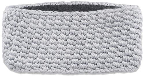 styleBREAKER Damen breites Grob gehäkeltes Stirnband einfarbig, Thermo Fleece Futter, Tube Schal, Winter Headband 04026050, Farbe:Hellgrau