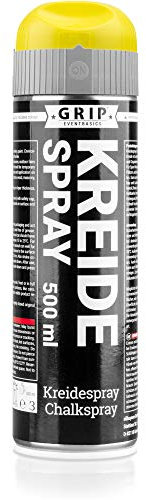 GRIP Eventbasics Craie en spray fluo 500 ml, jaune fluo, craie à pulvériser soluble dans l'eau, sans CFC, avec buse au-dessus