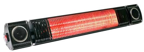Dellonda Infrared Outdoor 2000W Patio Heater IPX5 Rated with Wireless Speakers for Music, Black - DG125