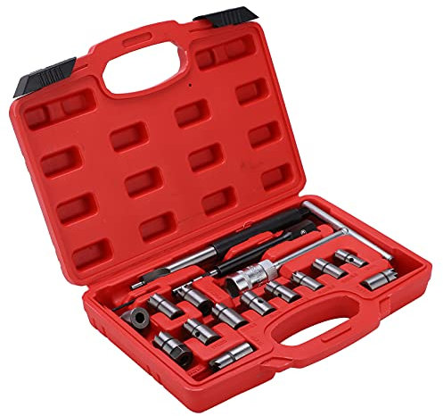 Lot de 17 Nettoyage de Siège d'Injecteur, Outil de Réparation d'Injecteur Équipement de Garage avec Boîte de Rangement pour Voiture Maison