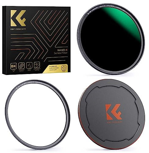 K&F CONCEPT ND Filter 52mm Graufilter ND1000 (10 Stop) Magnetisches mit Objektivdeckel 52mm (Nano-Xcel)