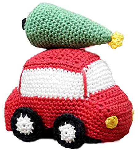 Hardicraft Häkelpaket Häkelset zum selber machen mit Anleitung und Material Weihnachtsdekoration Weihnachtsauto, ca. 11x12 cm