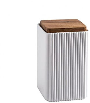 YYW Square Food Storage Jar, Ceramic Cookie Jars Kitchen Canister with Airtight Lid, Great Food Storage Canister for Coffee Bean, Tea, Spices or Snacks Storage (White,Small Size,13cm*10cm)