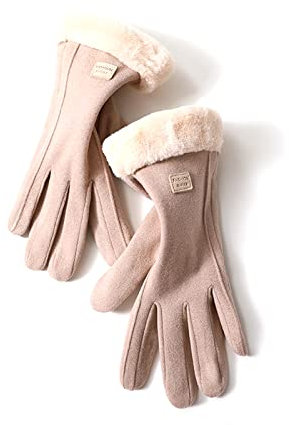 Balakaka 2025 Nouveau Gants d'hiver Chauds pour Femme, Épais Chauds avec Doublure en Polaire Écran Tactile Coupe-Vent Confortables, Moufles pour Femme Vélo Moto Extérieur, Brun