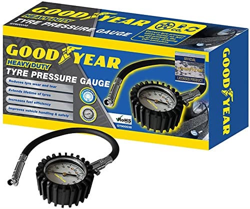 Goodyear Professional Heavy Duty Car Tyre Pressure Gauge with Rubber Hose and Easy To Read Display Reduces Tyre Wear and Tear