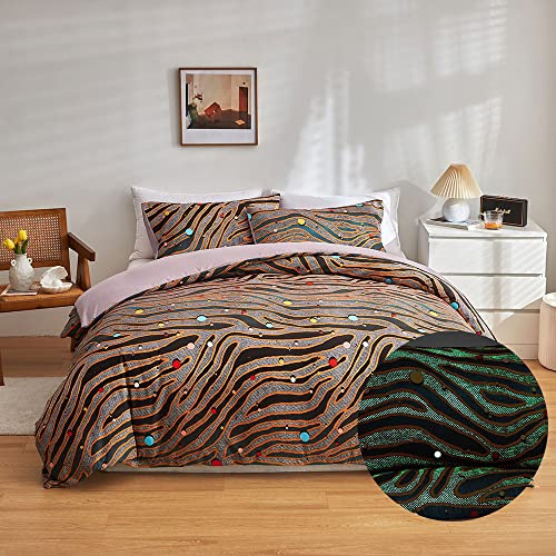 Loussiesd Leopard Glow in The Dark Duvet Cover for Girls Boys King Colorful Polka Dots Bedding Set Ultra Soft Outer Space Universe Planets Comforter Cover Set Kids Bedroom Glow