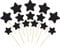 Gyufise 42Pcs Mixed Size Black Little Star Cupcake Toppers Glitter Twinkle Star Cupcake Picks Wedding Engagement Bridal Shower Baby Shower Birthday Party Cake Decorations Supplies