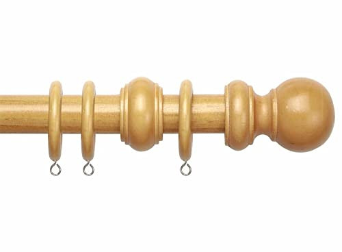 Q & H Large Wooden Curtain Pole Rail Rod Kit - Versatile Wood Curtain Tracks with Rings, Finials, Brackets, & Fixing Included - Ideal 28mm Poles for Windows Doors Décor (240cm, Light Ash)