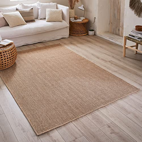 Tapis Nature, Tapis Naturel Boheme, Tapis Aspect Jute, Tapis Salon, Chambre, Couloirs, Tapis ExtRieur, Couleur Naturelle (120x170 cm, 8753 Beige)
