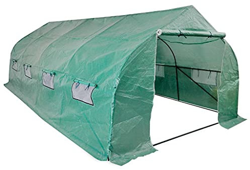 INLIFE Polytunnel Gewächshaus Begehbar & Mobil Stahlrahmen 18 m²