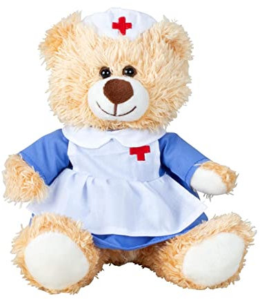 Geschenkestadl Teddybär Krankenschwester 17,5 cm Hellbraun Genesung Krankenhaus Gute Besserung Kuschelbär Kuscheltier Bär Teddy, 884246