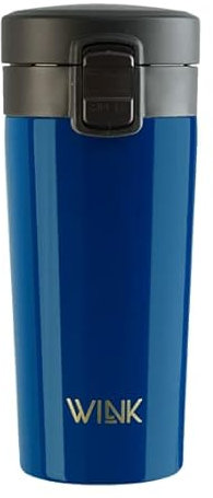 WINK Thermobecher 370ml aus Edelstahl – Auslaufsicher und BPA-frei – Kaffeebecher To Go mit Flip-Deckel – Isolierbecher für Kaffee, Tee und Wasser – Wiederverwendbar, Marine Matt