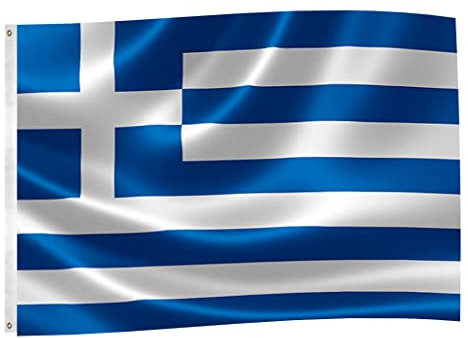 150X90cm Drapeau Grèce, Drapeau Grec avec 2 œillets en Métal, Drapeau de la Grèce aux Couleurs Vives, Drapeau National Grec Décoré Lors D''événements Sportifs, Fêtes, Défilés
