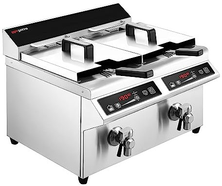 GGM Gastro | IFBZ8+8 | Induktions-Doppelfritteuse - 8+8 Liter - 7 kW - Ablasshahn