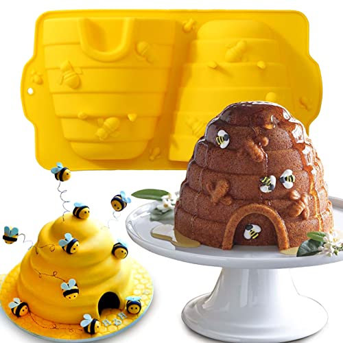 Vodolo Große Bienenstock-Silikon-Kuchenform/Bienenstock-Kuchenform, antihaftbeschichtet, für Babyparty, Geschlecht offenbaren, Party-Dekorationen