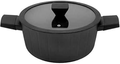 Blackmoor 67299 Neuvo 24cm Stock Pot with Lid/All Hob Types Incl. Induction, Gas, Electric/Black Non-Stick 5-Layer Cookware/Recycled Body & Soft Touch Handles