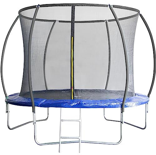 Leapfrog 10FT or 305cm Round Outdoor Trampoline with Blue Padding, Internal Safety Enclosure and Ladder