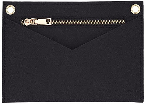 WADORN Filz-Handtaschen-Einsatz, Former Für Clutch-Umschlag-Tasche, Umrüstsatz Für Umhängetaschen Herausnehmbare Große Tasche Geldbörsen-Einsatz Mit Ösen Für LV Kirigami Pochette, 15.7x22 cm, Schwarz